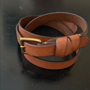 Madewell Leather Crisscross Skinny Belt, English Saddle Brown, Size Large
